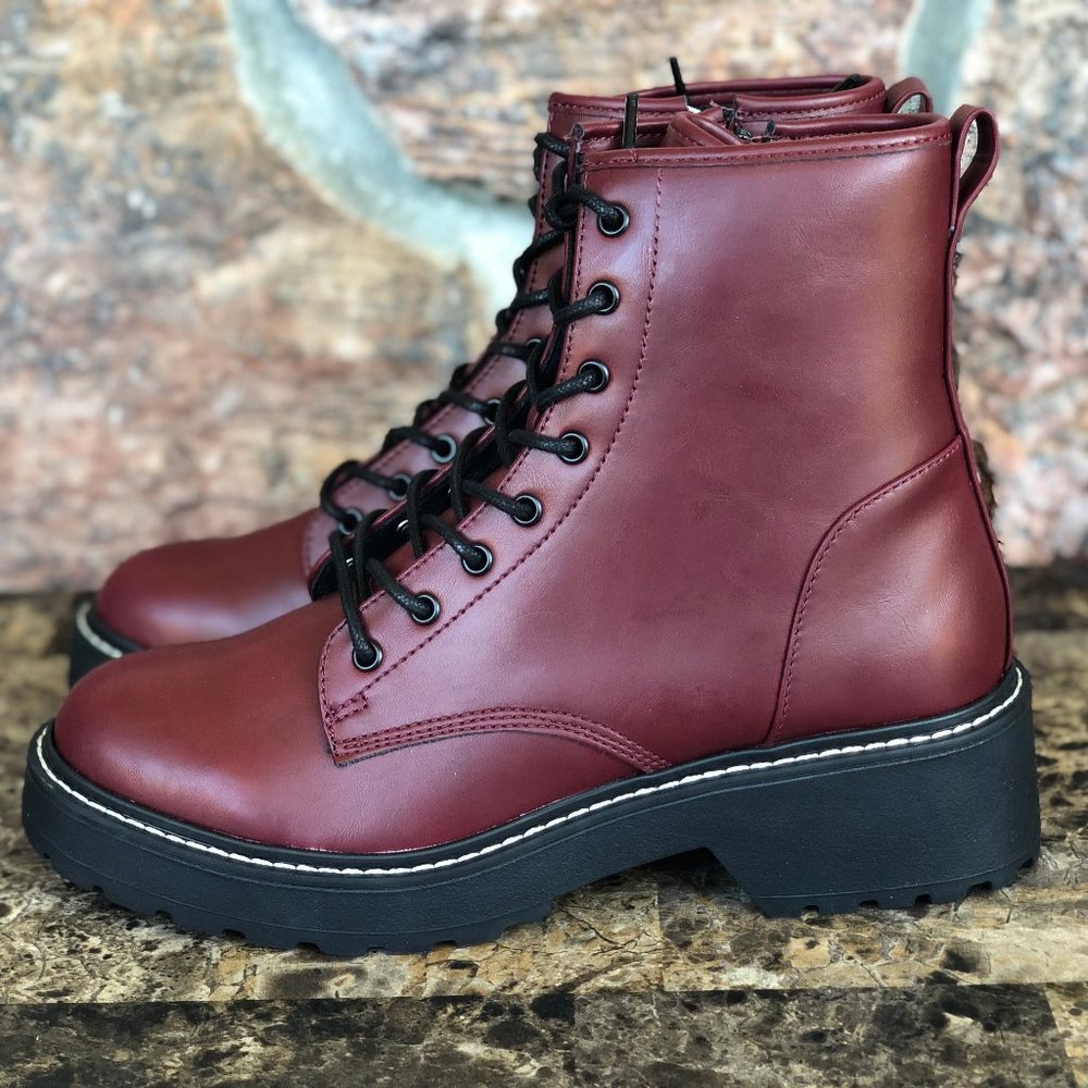 Madden Girl Carra Lace-Up Lug Sole Combat Boots - Picture 3 of 10